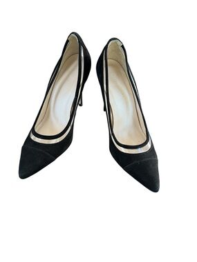Karen Millen Black Suede Illusion Pointed Toe Heels Size EU 40 US 9